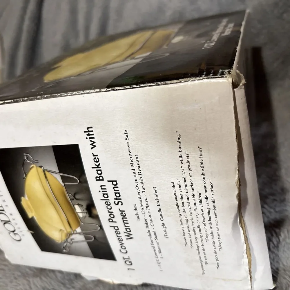 Godinger Sienna 1 Qt Buttercup Yellow Flower Shape Chafing Dish w/ Lid New Open